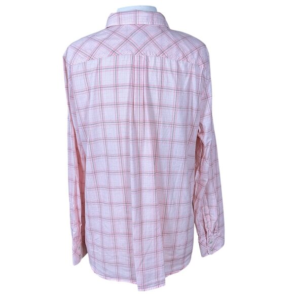 Talbots Classic Button-Front Long Sleeve Cotton Shirt Windowpane Plaid XL - Picture 4 of 8